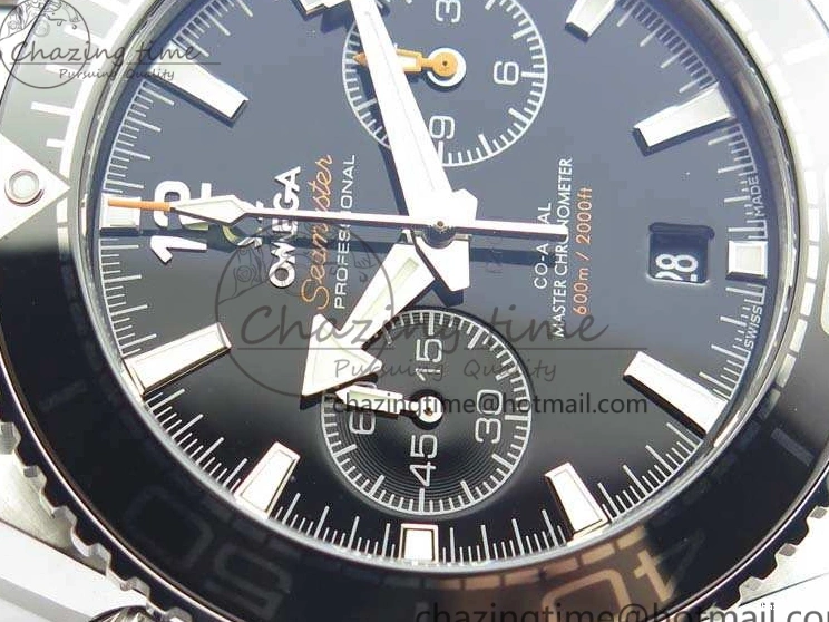 0513 Planet Ocean Master Chrono SS OM 1:1 Best Edition Black Dial On SS Bracelet A9900 V Fashionable 8113